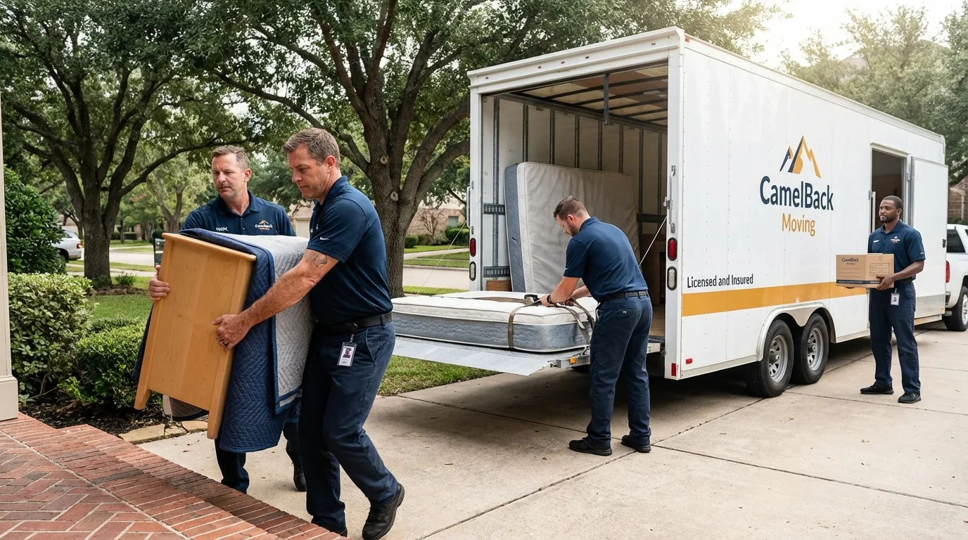 Crew loading residential truck for cross-state move from Torrington, CT